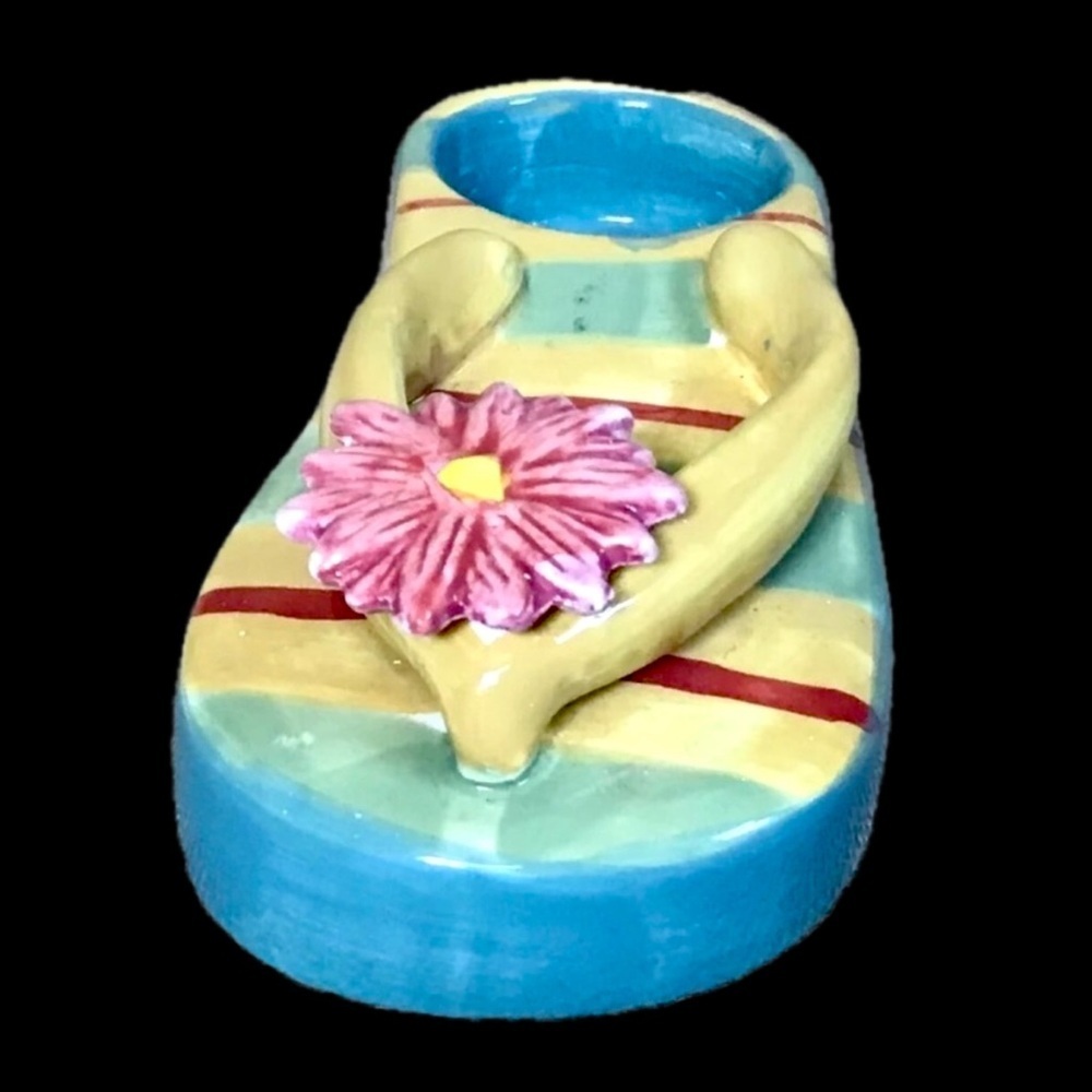 Single Flip Flop Tealight Candle Holder Colorful Summer Coastal Beach Tropical - Picture 2 of 9